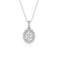 Oval LGD Halo Diamond Bail Solitaire Pendant - 16 to 18 Inches