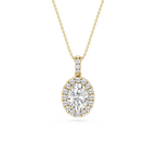 Oval LGD Halo Diamond Bail Solitaire Pendant - 16 to 18 Inches
