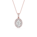 Oval LGD Halo Diamond Bail Solitaire Pendant - 16 to 18 Inches