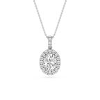 Oval LGD Halo Diamond Bail Solitaire Pendant - 16 to 18 Inches