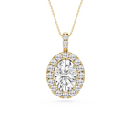 Oval LGD Halo Diamond Bail Solitaire Pendant - 16 to 18 Inches