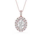 Oval LGD Halo Diamond Bail Solitaire Pendant - 16 to 18 Inches