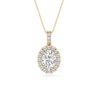 Oval LGD Halo Diamond Bail Solitaire Pendant - 16 to 18 Inches