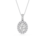 Oval LGD Halo Diamond Bail Solitaire Pendant - 16 to 18 Inches