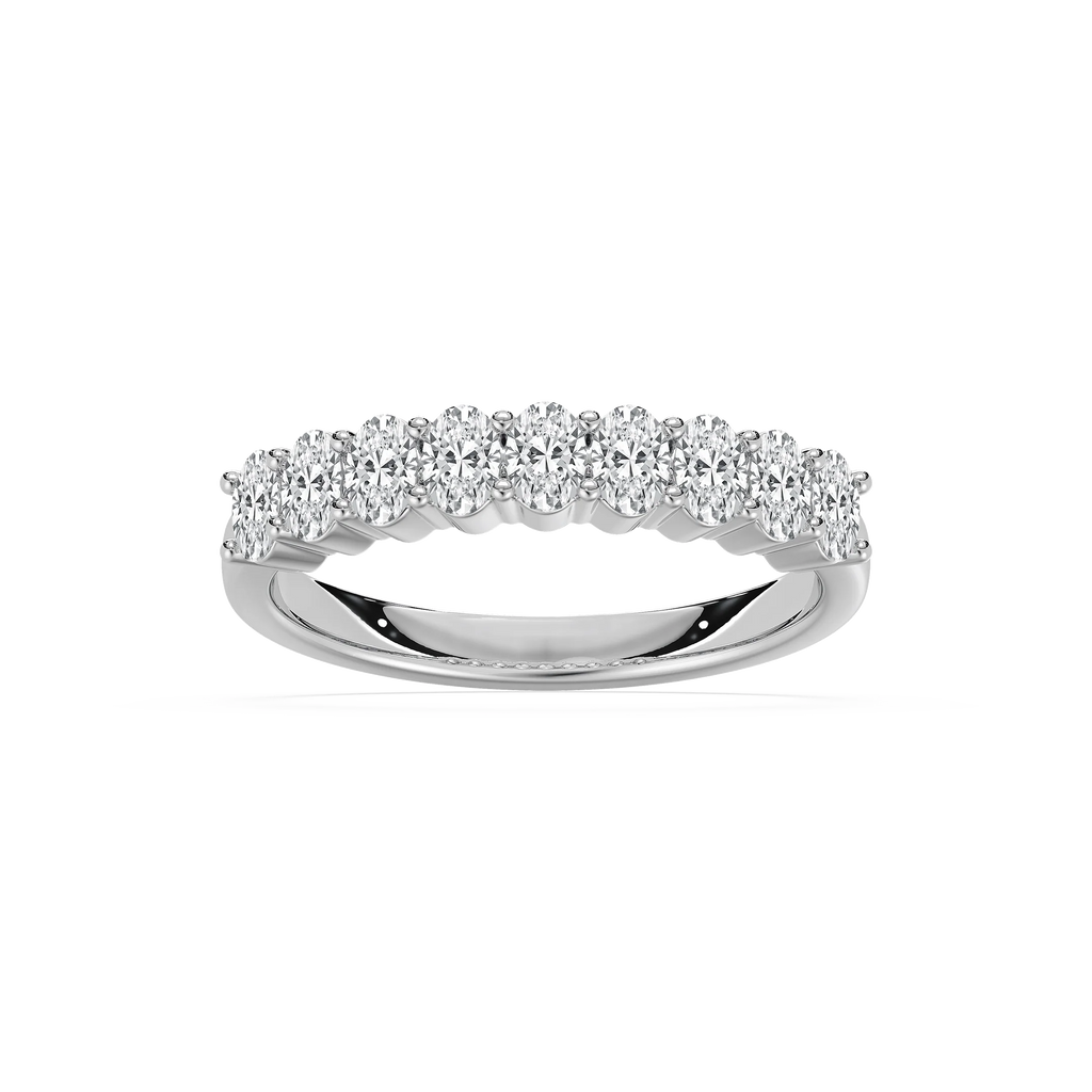 Octavia 7/8 ctw Oval LGD Nine Stone Anniversary Band - 14K White Gold