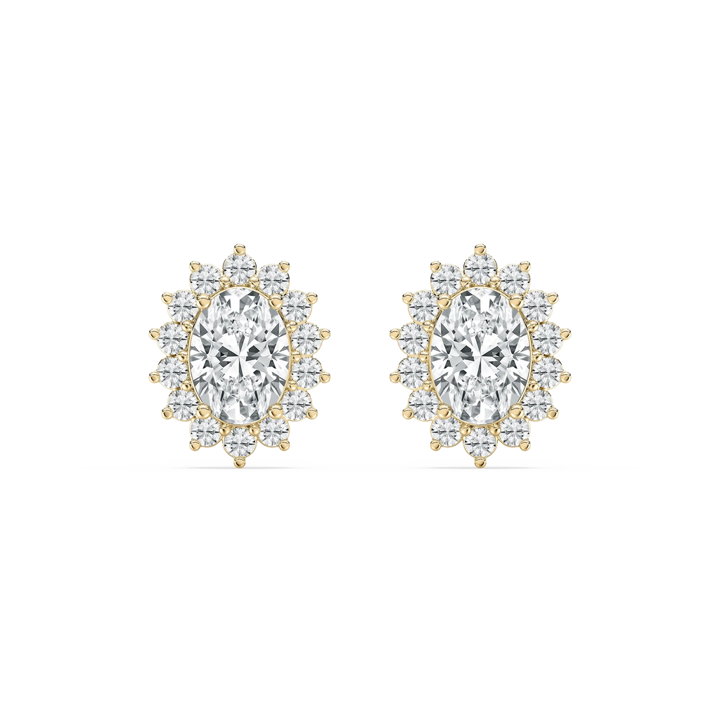 1 ⅓ ctw Oval and Round LGD Halo Stud Earrings - 14K Yellow Gold
