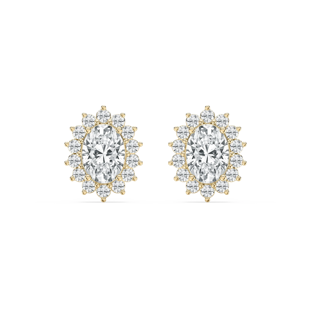 1 ⅓ ctw Oval and Round LGD Halo Stud Earrings - 14K Yellow Gold