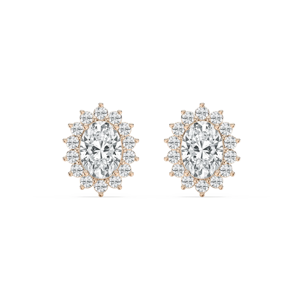 1 ⅓ ctw Oval and Round LGD Halo Stud Earrings - 14K Rose Gold