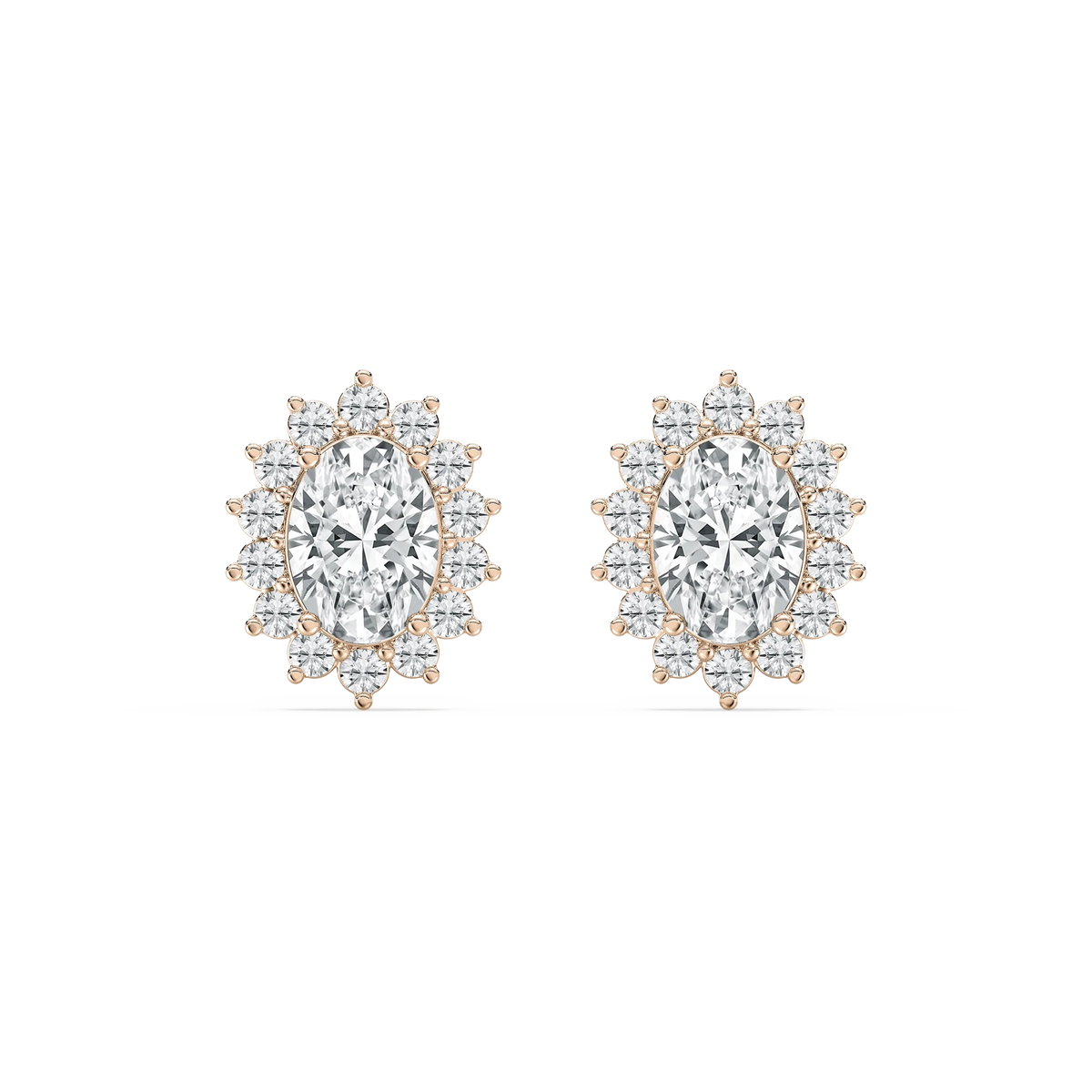 1 ⅓ ctw Oval and Round LGD Halo Stud Earrings - 14K Rose Gold