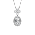 2 ½ ctw Oval, Pear, and Round LGD Crowned Halo Pendant - 18 Inches