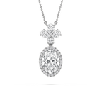 2 ½ ctw Oval, Pear, and Round LGD Crowned Halo Pendant - 18 Inches