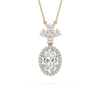 2 ½ ctw Oval, Pear, and Round LGD Crowned Halo Pendant - 18 Inches