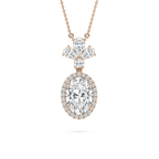 2 ½ ctw Oval, Pear, and Round LGD Crowned Halo Pendant - 18 Inches