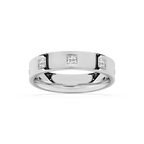 Owen 3/4 ctw Round LGD Station Flat Wedding Band - 14K White Gold