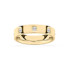 Owen 3/4 ctw Round LGD Station Flat Wedding Band - 14K Yellow Gold