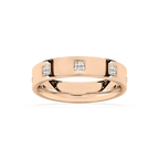 Owen 3/4 ctw Round LGD Station Flat Wedding Band - 14K Rose Gold
