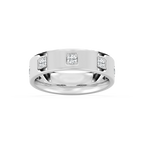 Owen 2/5 ctw Round LGD 6.25mm Station Mens Wedding Band - 14K White Gold