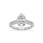Paige Pear LGD Vintage Bezel and Scroll Side Stone Engagement Ring - 14K White Gold / 5 ctw