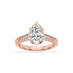 Paige Pear LGD Vintage Bezel and Scroll Side Stone Engagement Ring - 14K Rose Gold / 2 ctw