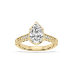 Paige Pear LGD Vintage Bezel and Scroll Side Stone Engagement Ring - 18K Yellow Gold / 4 ctw