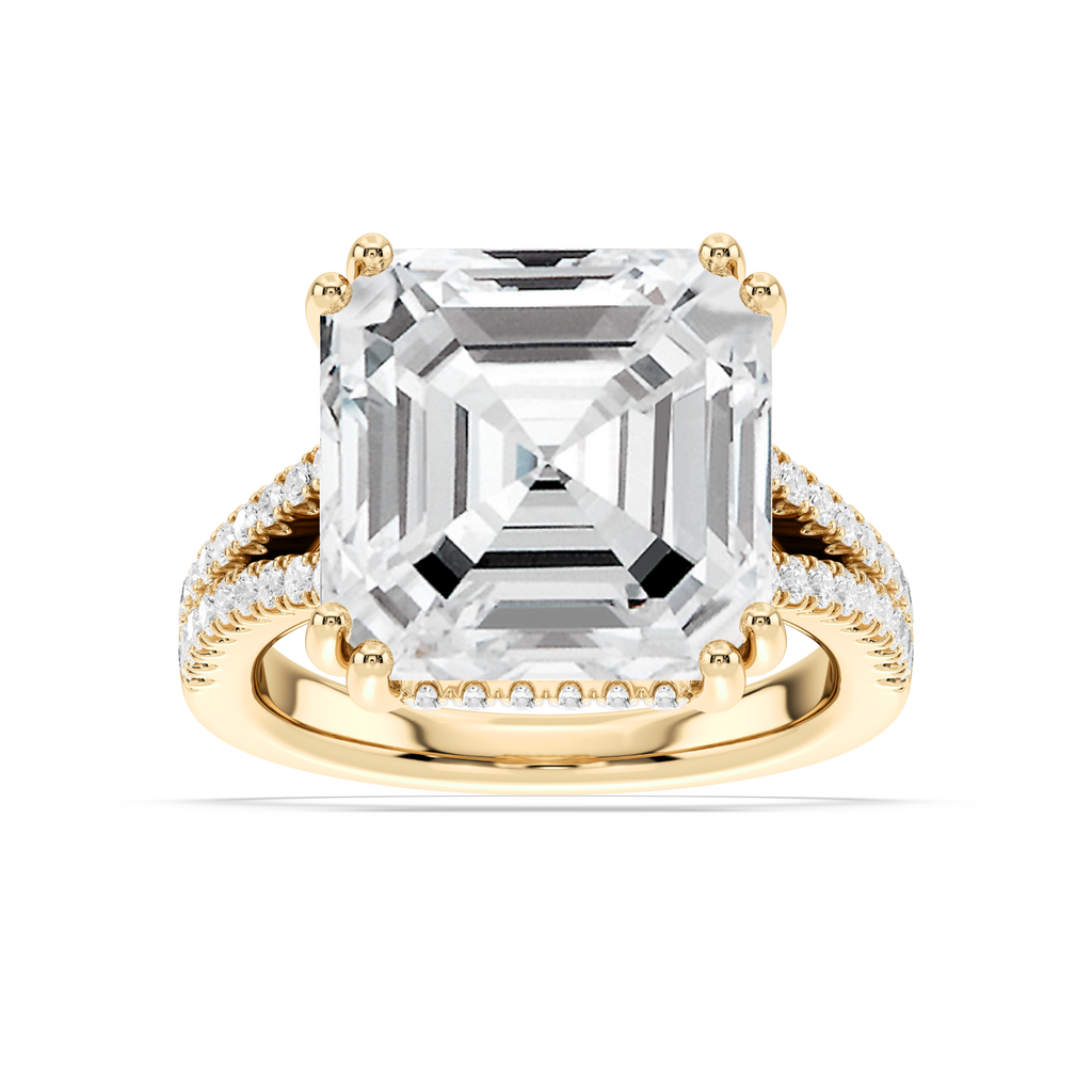 Paisley 15 ctw Asscher LGD Split Shank Hidden Halo Engagement Ring - Signature Collection - 14K Yellow Gold