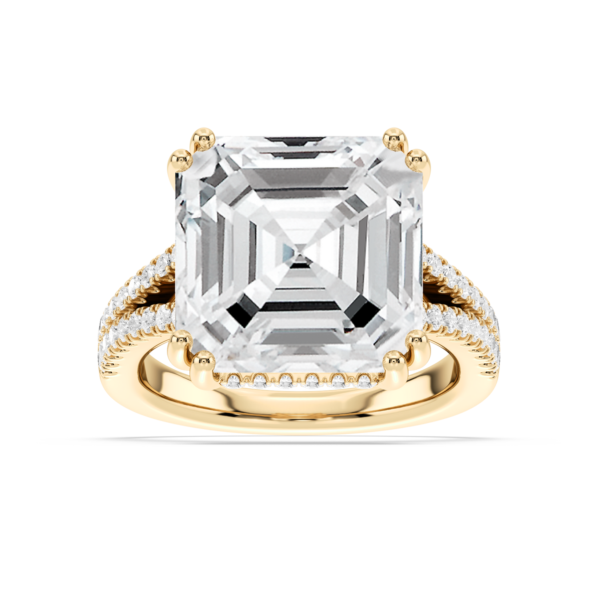 Paisley 15 ctw Asscher LGD Split Shank Hidden Halo Engagement Ring - Signature Collection - 14K Yellow Gold