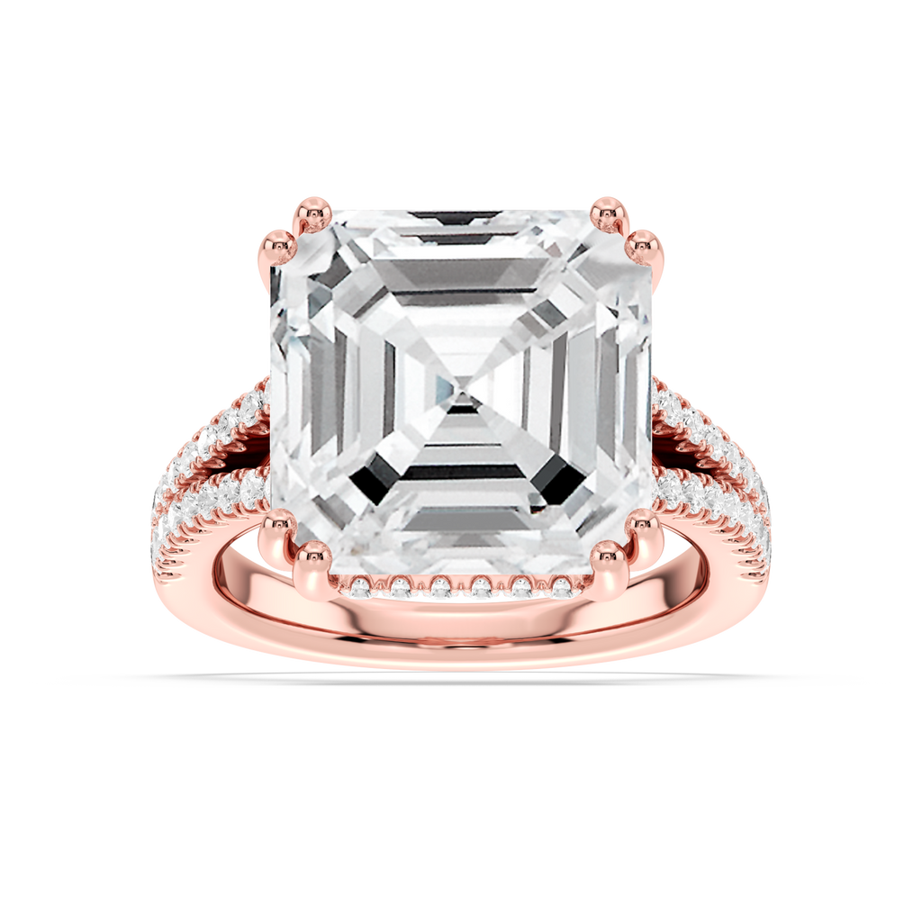 Paisley 15 ctw Asscher LGD Split Shank Hidden Halo Engagement Ring - Signature Collection - 14K Rose Gold