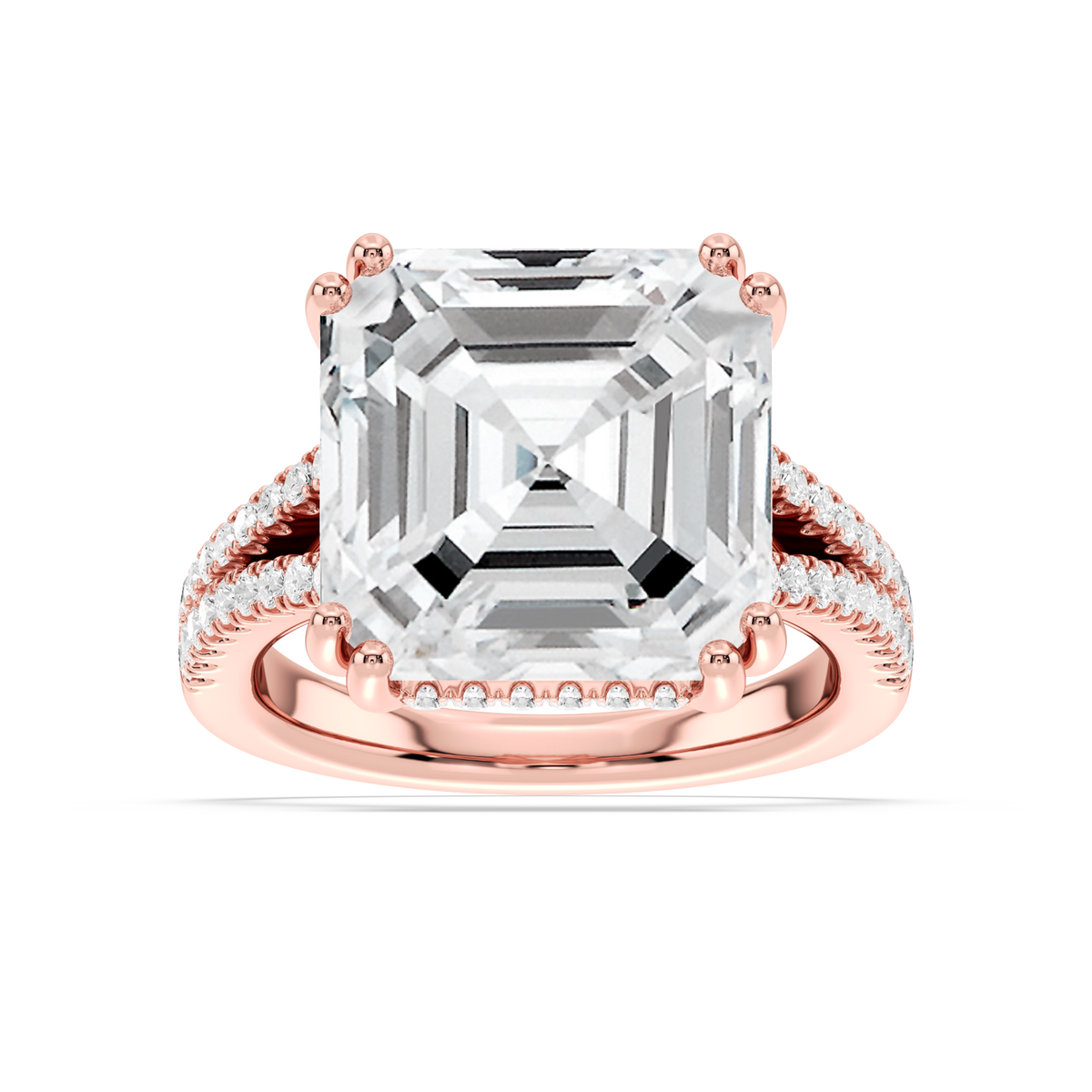 Paisley 15 ctw Asscher LGD Split Shank Hidden Halo Engagement Ring - Signature Collection - 14K Rose Gold
