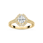 Dottie Round LGD Milgrain Vintage Halo Engagement Ring - 14K Yellow Gold