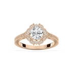 Dottie Round LGD Milgrain Vintage Halo Engagement Ring - 14K Rose Gold