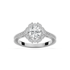 Dottie Round LGD Milgrain Vintage Halo Engagement Ring - Platinum