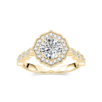 Paris LGD Vintage Milgrain Halo Engagement Ring - 14K Yellow Gold