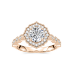Paris LGD Vintage Milgrain Halo Engagement Ring - 14K Rose Gold