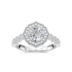 Paris LGD Vintage Milgrain Halo Engagement Ring - Platinum