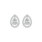2 ½ ctw Pear and Round LGD Halo Stud Earrings - 14K White Gold