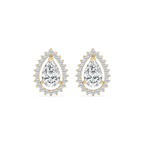 2 ½ ctw Pear and Round LGD Halo Stud Earrings - 14K Yellow Gold