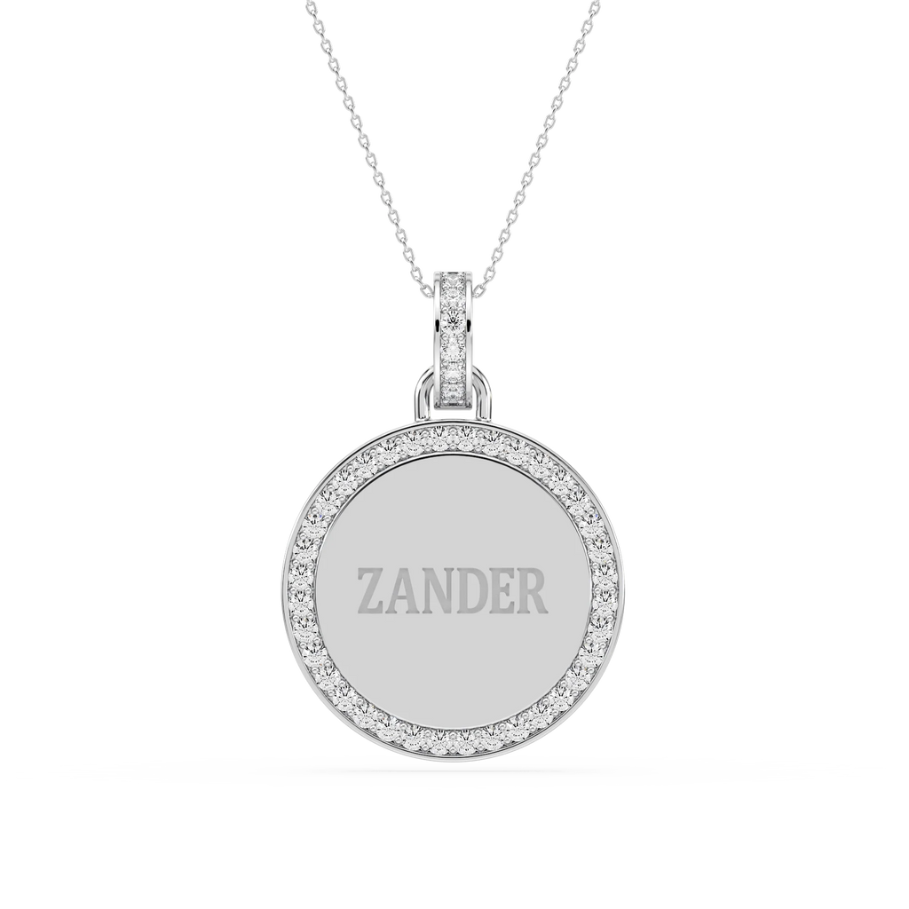 1/5 ctw Round LGD Engraveable Disc Pendant - 18 Inches