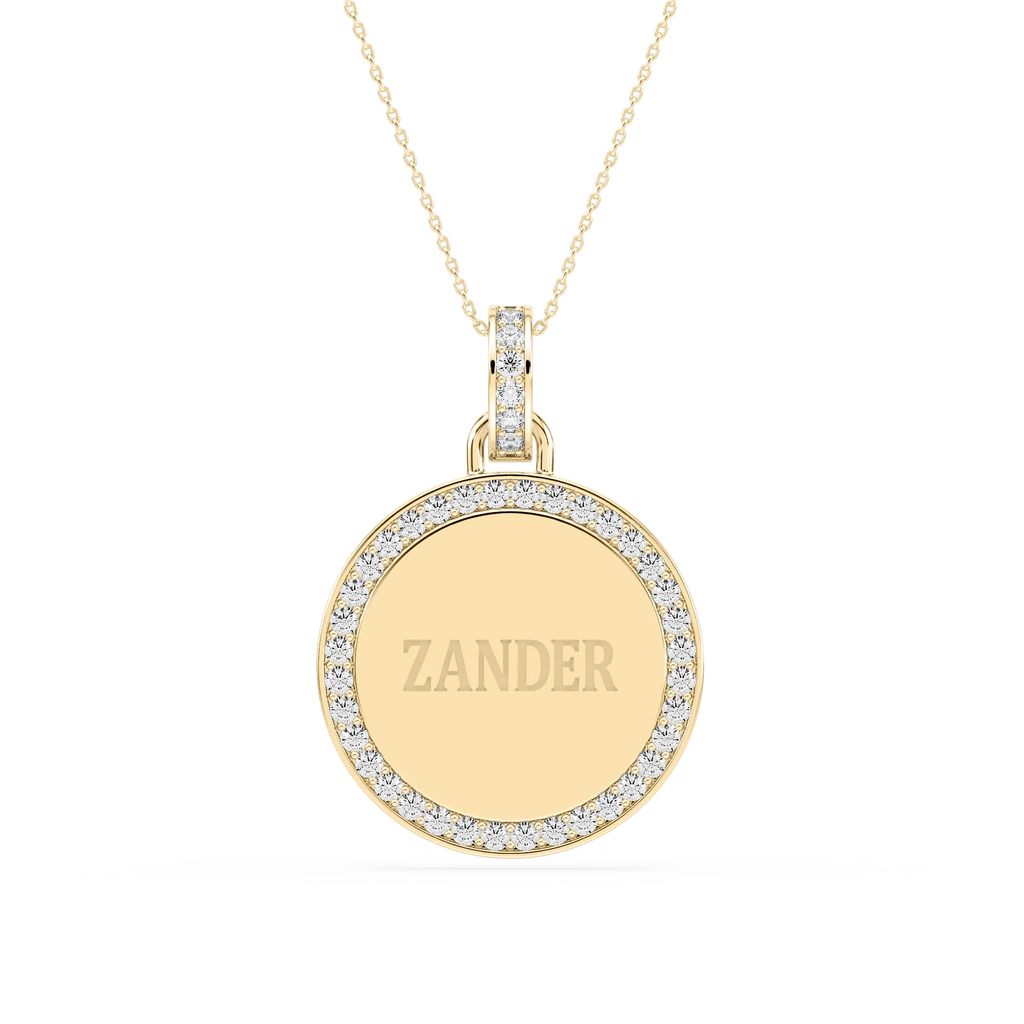 1/5 ctw Round LGD Engraveable Disc Pendant - 18 Inches