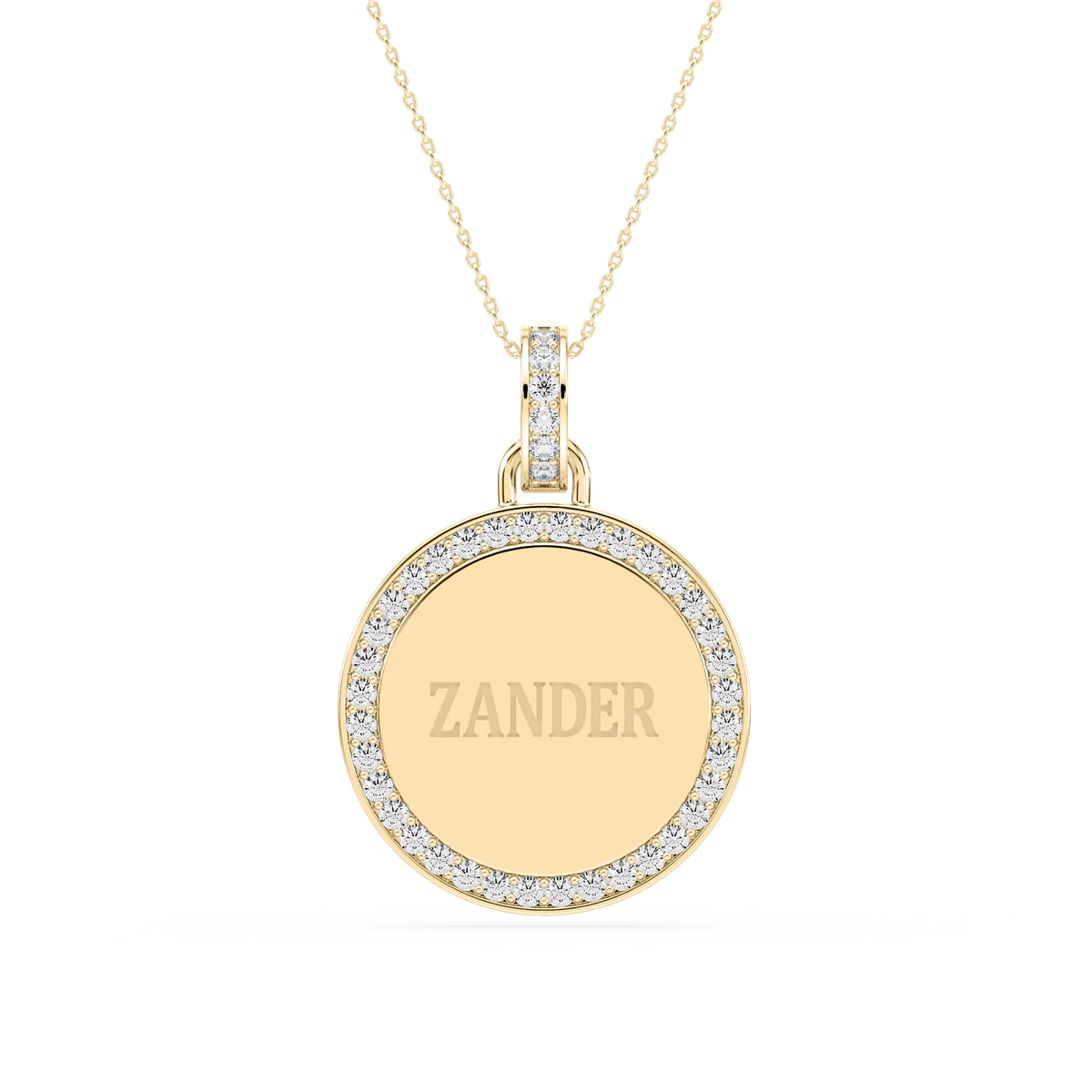 1/5 ctw Round LGD Engraveable Disc Pendant - 18 Inches