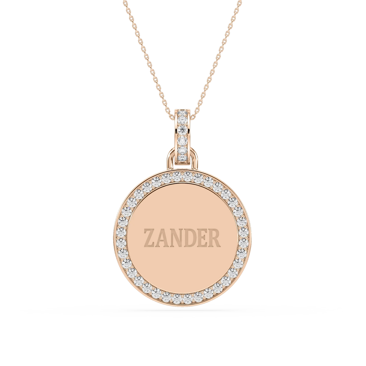 1/5 ctw Round LGD Engraveable Disc Pendant - 18 Inches