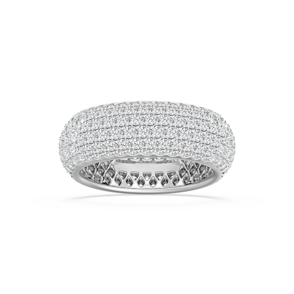 Freya 3 ⅕ ctw Round LGD Domed Pave Eternity Band - 14K White Gold