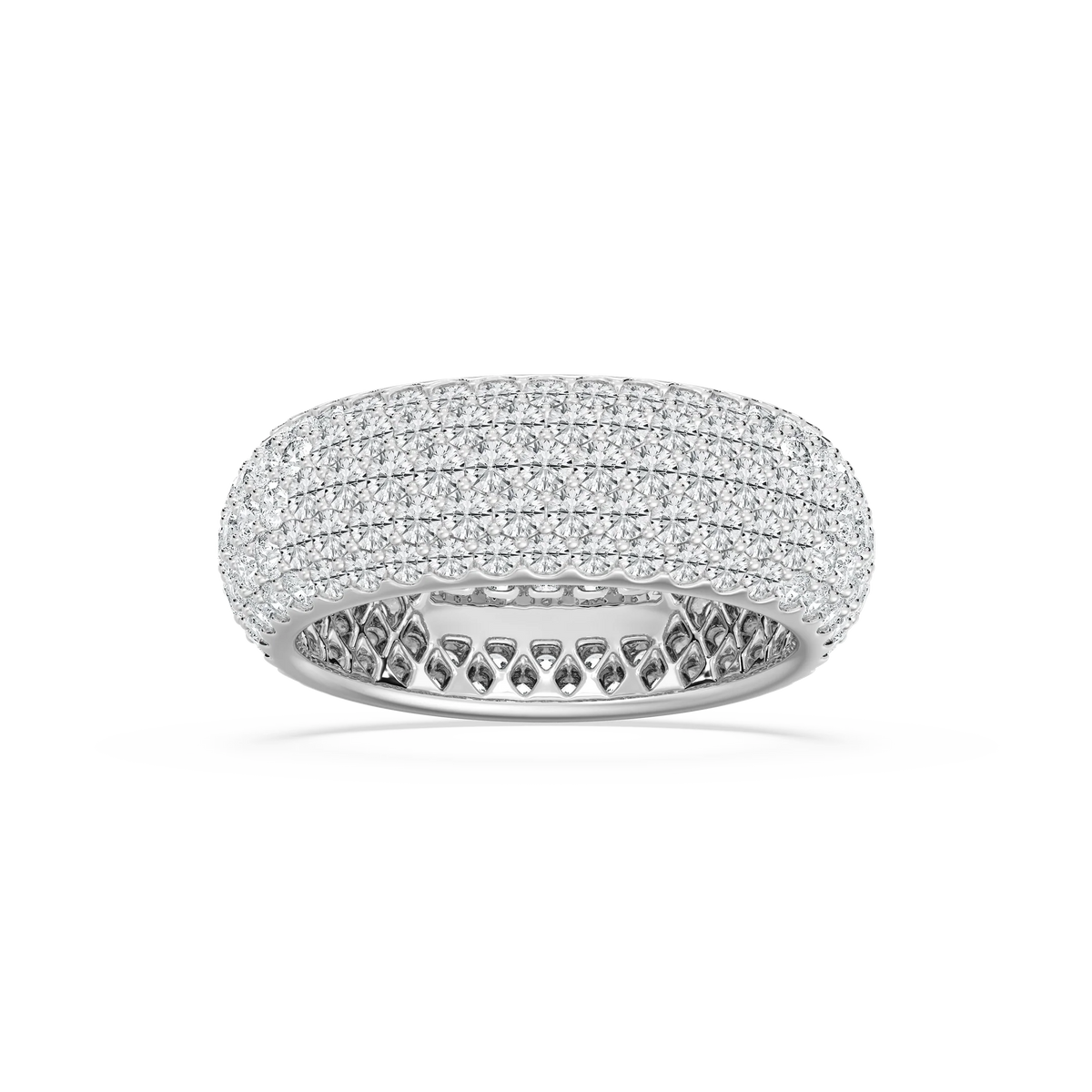 Freya 3 ⅕ ctw Round LGD Domed Pave Eternity Band - 14K White Gold