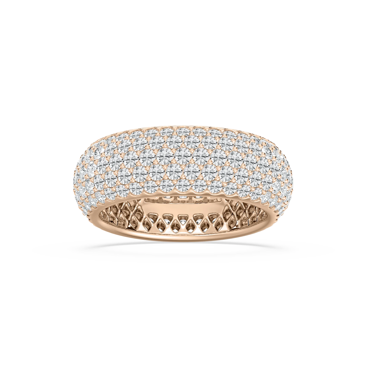Freya 3 ⅕ ctw Round LGD Domed Pave Eternity Band - 14K Rose Gold