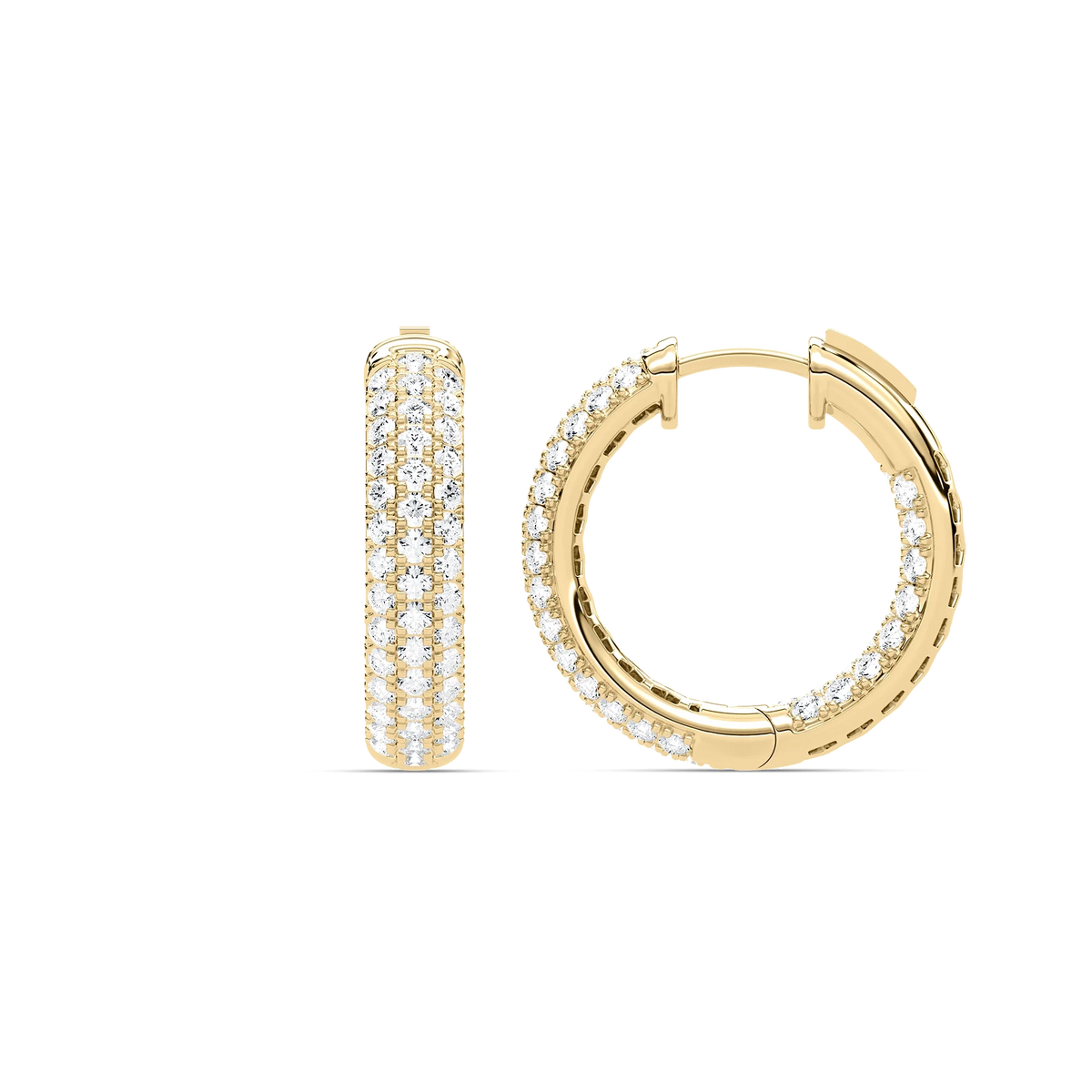 2 ctw Round LGD Pavé Huggie Hoop Earrings - 14K Yellow Gold / F-VS2
