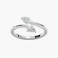 Danielle 1/3 ctw Pear and Trillion LGD Two Stone Bypass Toi et Moi Engagement Ring - 14K White Gold