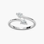 Danielle 1/3 ctw Pear and Trillion LGD Two Stone Bypass Toi et Moi Engagement Ring - 14K White Gold