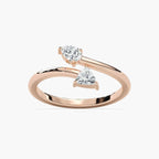 Danielle 1/3 ctw Pear and Trillion LGD Two Stone Bypass Toi et Moi Engagement Ring - 14K Rose Gold