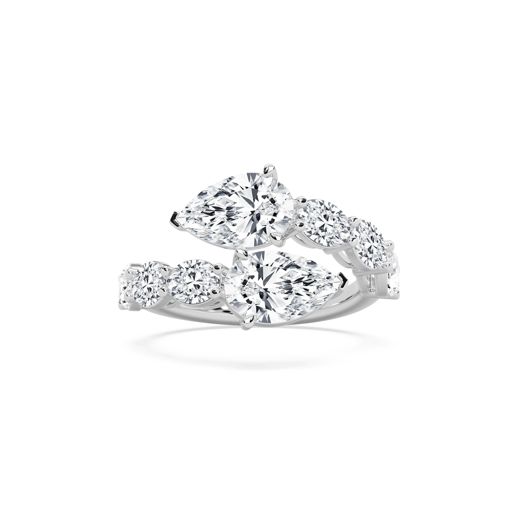 Emersyn 4 ⅞ ctw Pear and Oval LGD Toi et Moi Engagement Ring - 14K White Gold / F-VS2