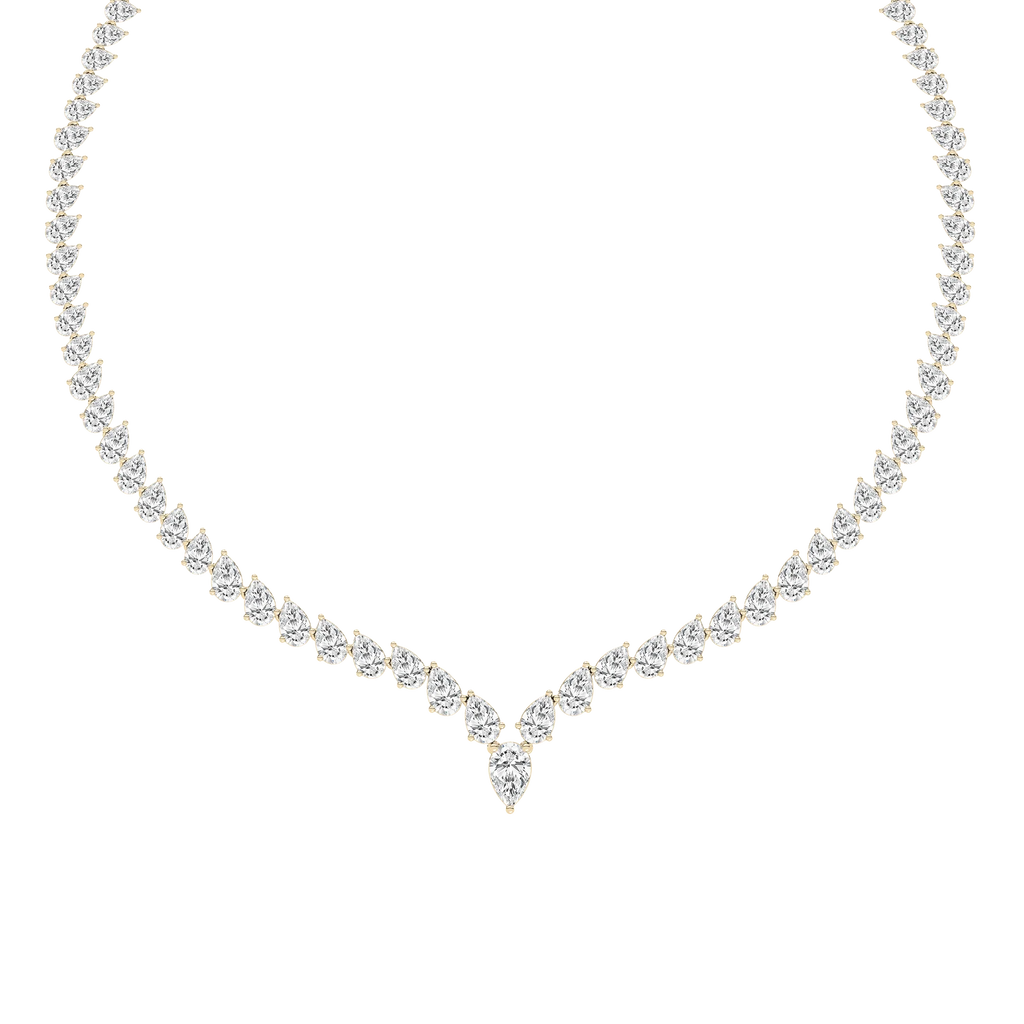 40 ctw Pear LGD Chevron Tennis Necklace - 18 Inches - Signature Collection