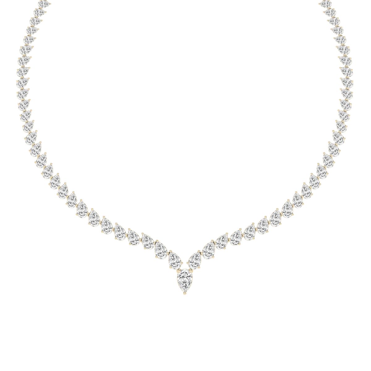 40 ctw Pear LGD Chevron Tennis Necklace - 18 Inches - Signature Collection